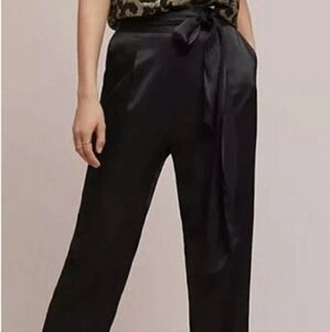 Ett:twa By Anthropologie Womens Size 4 Black Tie Waist Ankle Dress Pant Viscose